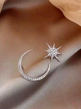 “Heavenly Dreamer” Star Crescent Moon Sun Galaxy/Space Bohemian Diamond Earrings